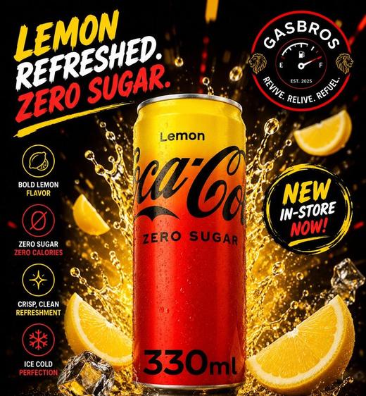Lemon Coca-Cola Zero Sugar can promo